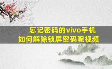 忘记密码的vivo手机如何解除锁屏密码呢视频