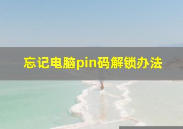 忘记电脑pin码解锁办法