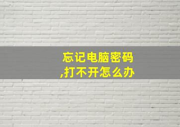 忘记电脑密码,打不开怎么办