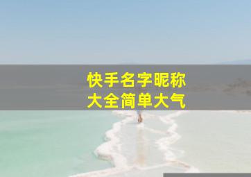 快手名字昵称大全简单大气