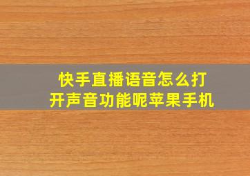 快手直播语音怎么打开声音功能呢苹果手机