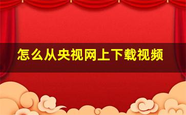 怎么从央视网上下载视频