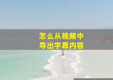 怎么从视频中导出字幕内容