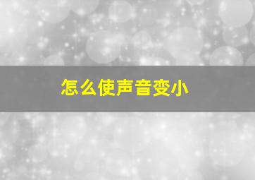 怎么使声音变小