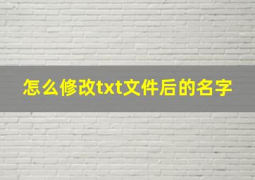 怎么修改txt文件后的名字