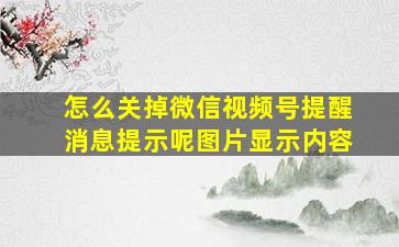 怎么关掉微信视频号提醒消息提示呢图片显示内容