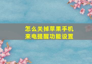 怎么关掉苹果手机来电提醒功能设置