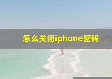 怎么关闭iphone密码