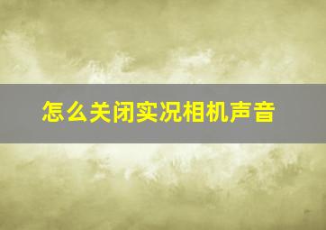 怎么关闭实况相机声音