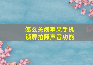 怎么关闭苹果手机锁屏拍照声音功能