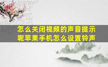 怎么关闭视频的声音提示呢苹果手机怎么设置铃声