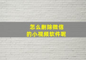 怎么删除微信的小视频软件呢