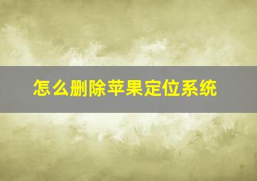 怎么删除苹果定位系统