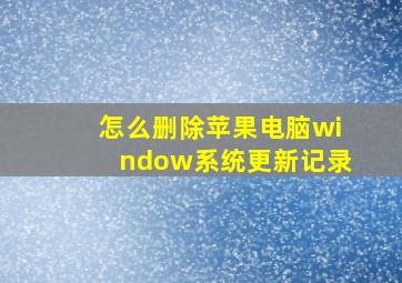 怎么删除苹果电脑window系统更新记录