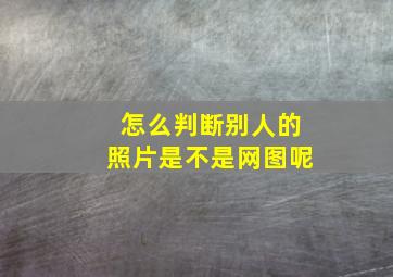 怎么判断别人的照片是不是网图呢