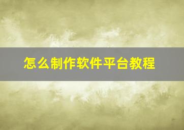 怎么制作软件平台教程