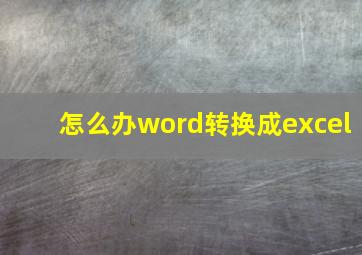 怎么办word转换成excel