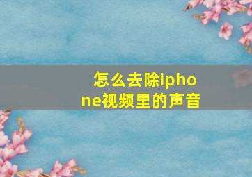 怎么去除iphone视频里的声音