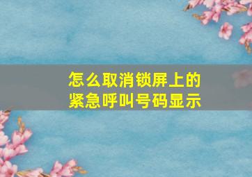 怎么取消锁屏上的紧急呼叫号码显示