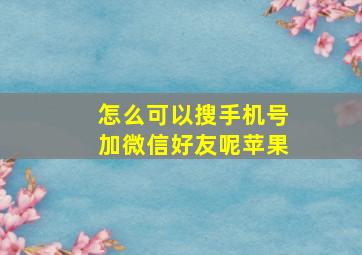 怎么可以搜手机号加微信好友呢苹果