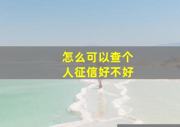 怎么可以查个人征信好不好