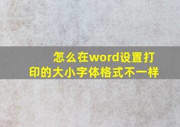 怎么在word设置打印的大小字体格式不一样