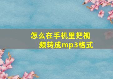 怎么在手机里把视频转成mp3格式