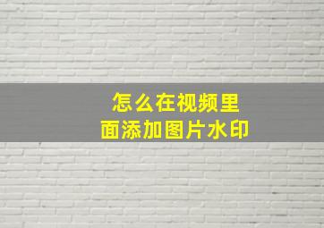 怎么在视频里面添加图片水印