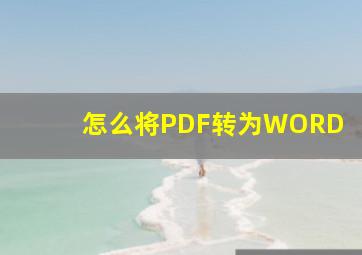 怎么将PDF转为WORD