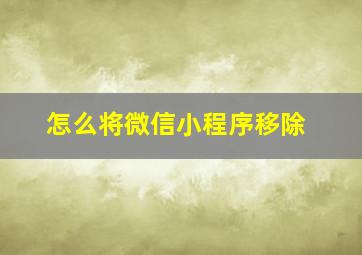 怎么将微信小程序移除