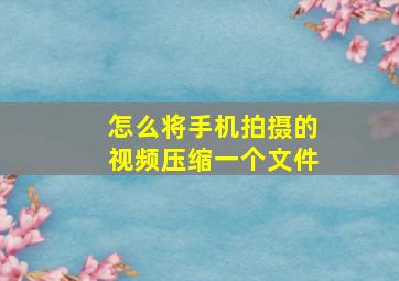 怎么将手机拍摄的视频压缩一个文件