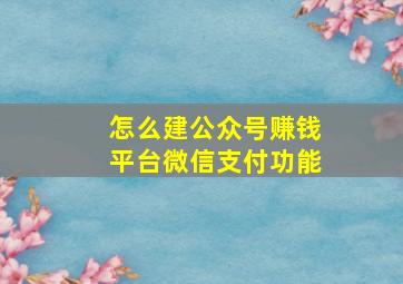 怎么建公众号赚钱平台微信支付功能