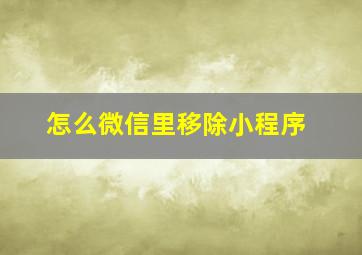 怎么微信里移除小程序