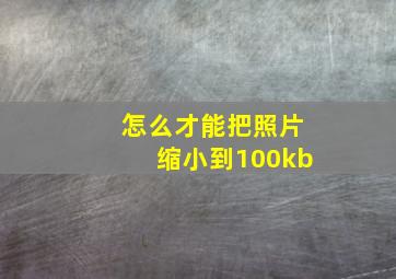 怎么才能把照片缩小到100kb