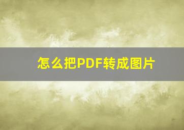 怎么把PDF转成图片