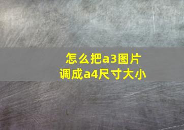 怎么把a3图片调成a4尺寸大小