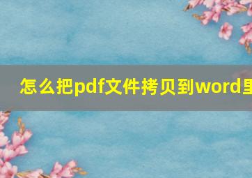 怎么把pdf文件拷贝到word里