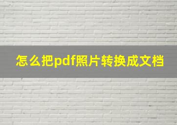 怎么把pdf照片转换成文档