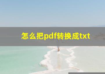 怎么把pdf转换成txt