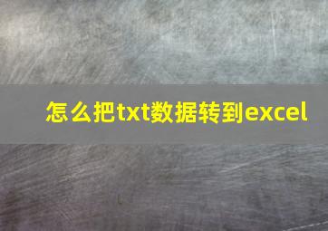 怎么把txt数据转到excel