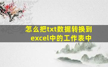 怎么把txt数据转换到excel中的工作表中