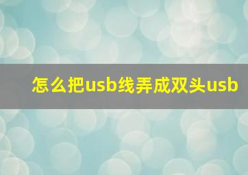 怎么把usb线弄成双头usb