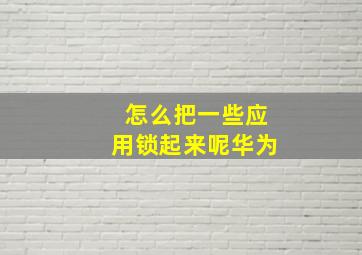 怎么把一些应用锁起来呢华为