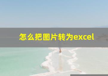 怎么把图片转为excel