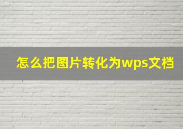 怎么把图片转化为wps文档