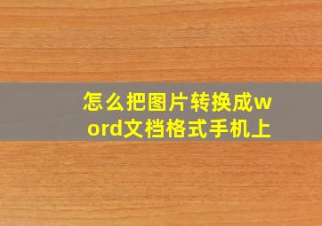 怎么把图片转换成word文档格式手机上