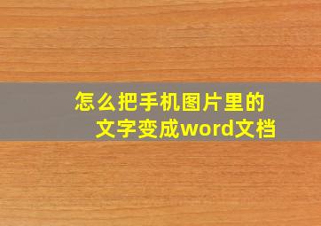 怎么把手机图片里的文字变成word文档