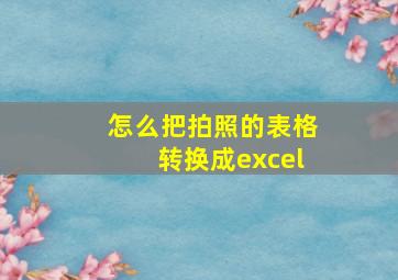 怎么把拍照的表格转换成excel