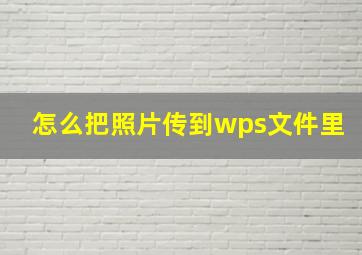 怎么把照片传到wps文件里