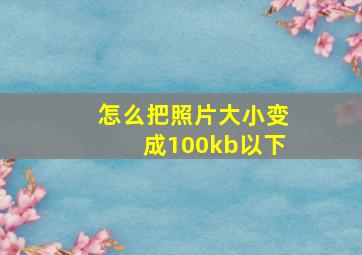 怎么把照片大小变成100kb以下